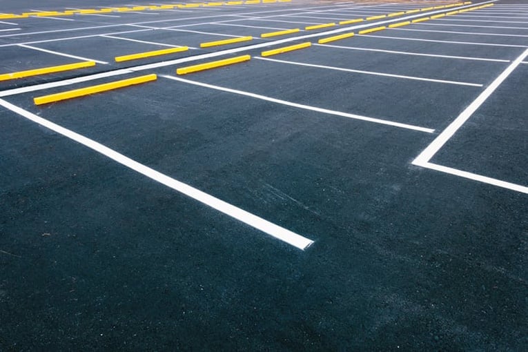 freshly paved parking lot